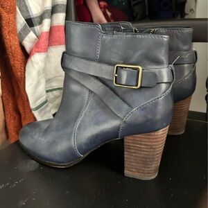 Cole Haan Blue and Gold Ankle Booties with Chunky Heel